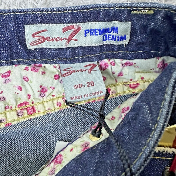 Seven7 Women 20 Gold Label Cropped Jeans Dark Wash Wide Leg Embellished Pockets - Picture 4 of 16